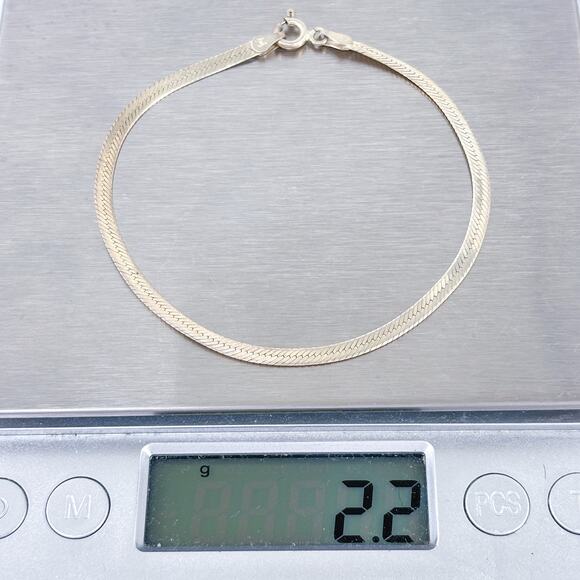 Vintage Sterling Silver 925 Flat Herringbone Bracelet 7.25" - Picture 5 of 5